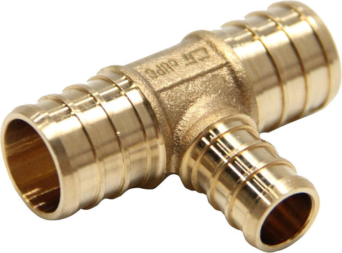 (Pack of 5) Efield 3/4" x 3/4" x 1/2" Pex Reducing Tee Brass Barb Crimp Fittings,ASTM F1807...