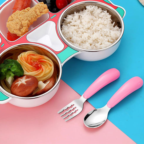 VANRA 2 Pieces Toddler Fork and Spoon Set with Travel Case 18/8 Stainless Steel Toddler Utensils Kids Silverware Children Flatware Child Cutlery S...