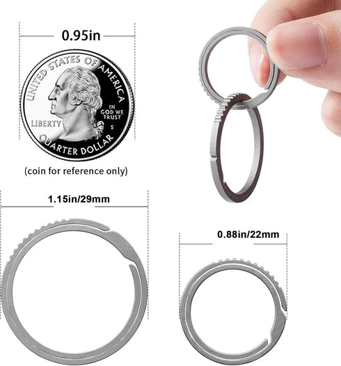 TISUR Key Rings for Keychains,Carabiner Keychain Ring Titanium Key Rings Heavy Duty Round Split Rings for Men and Women...