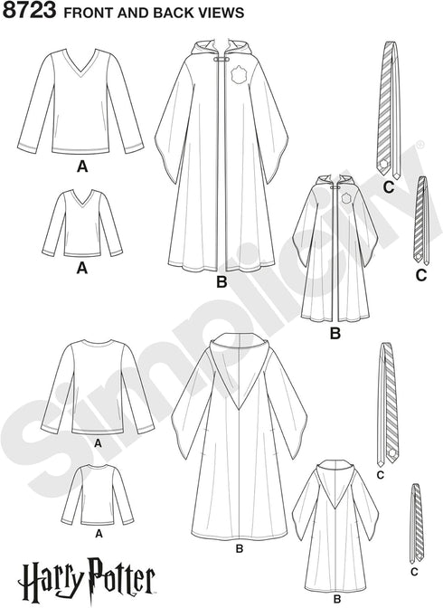 Simplicity 8723 Harry Potter Cosplay and Halloween Costume Sewing Pattern, Kids Teens and Adult Sizes XS-XL...