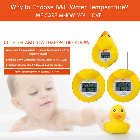 b&h Baby Thermometer, The Infant Baby Bath Floating Toy Safety Temperature Water Thermometer (Classic Duck)...
