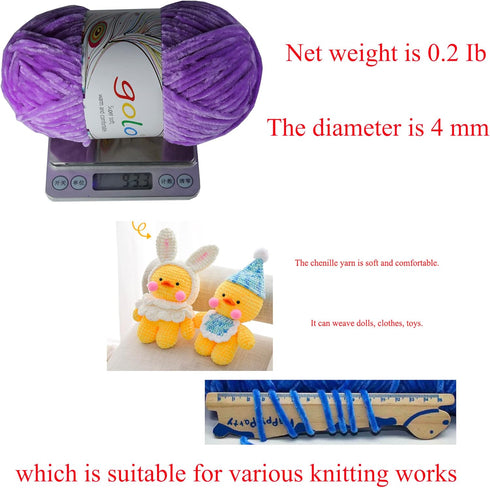 golo Chenille Yarn for Baby Blanket Yarn 3.5 oz Soft Chenille Yarn for Hand Knitting Gray Yarn...
