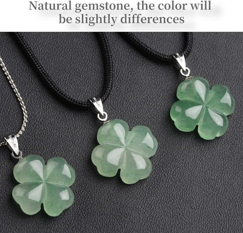 Four Leaf Clover Necklace,Made with Green Aventurine for Faith Hope Love and Luck 18 Inch Rope Chain St. Patrick's Day...