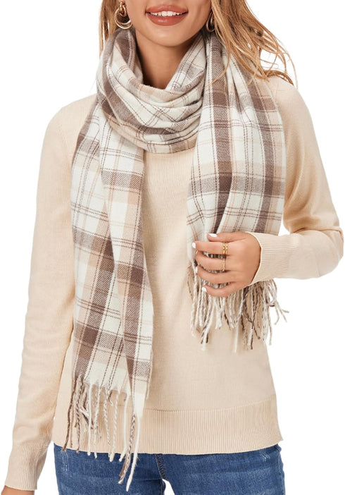Fuinloth Women's Large Plaid Scarf Fashion Long Shawl Wrap for Winter Warm Lightweight...