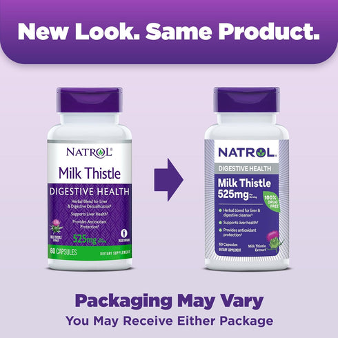 Natrol Milk Thistle 525 mg per serving, Dietary Supplement for Digestive Health, Milk Thistle Supplement, 60 Capsules, 30 Day Supply...