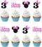 Pink Glitter Mini Mouse Inspired Cupcake Toppers with Bow - Kids Girls 3rd Birthday Baby Shower Party Cupcake Decorations - Cartoon Theme Pink Mou...