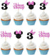 Pink Glitter Mini Mouse Inspired Cupcake Toppers with Bow - Kids Girls 3rd Birthday Baby Shower Party Cupcake Decorations - Cartoon Theme Pink Mou...