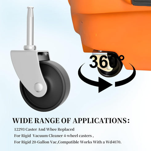12293 Vacuum Caster Compatible with for Ridgid Wet/Dry Vac RV1250 RT1200 1650RV 1610RV RT1600,for Ridgid DeWALT Craftsman Caster 2" Vacuum Replace...