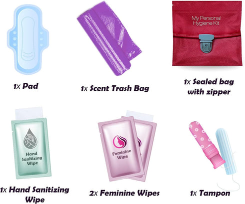 3 x Menstrual All-in-One Kits - Assorted Colors | Convenience on The Go | Single Period Kit Packs | Individually Wrapped Feminine Hygiene Products...