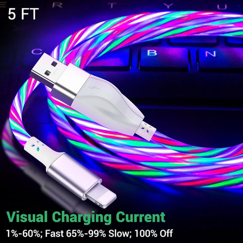 Aolcev Charger Cable for iPhone Light Up Glowing Fast Charging Cord, 480Mbps Transfer Speed Charging Cable Compatible with iPhone 14 13 12 11 Pro ...