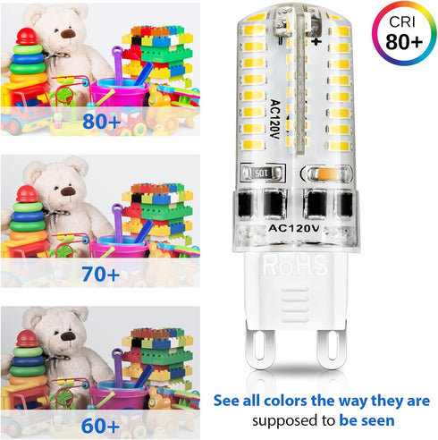 YGS-Tech Dimmable G9 LED Bulbs, 4W(35W Halogen Equivalent), 6000K Daylight White, CRI80, G9 Base Bulb for Chandelier, Interior Decoration Lighting...