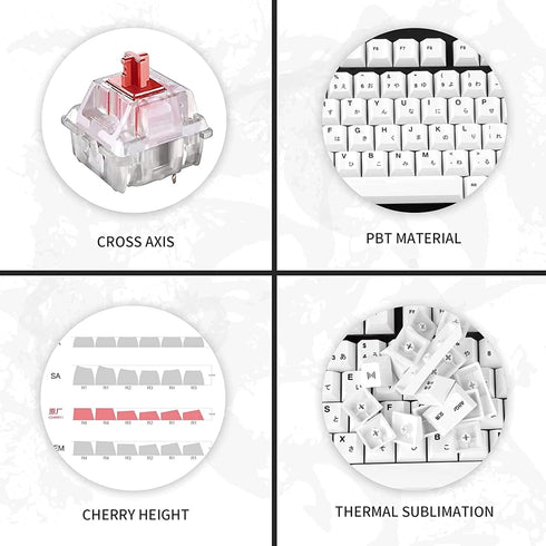 135 Keys White Japanese Keycaps, Minimalist Style Cherry Profile Key Caps, PBT Dye Sublimation Customized Keycaps Set Compatible with Cherry MX Sw...