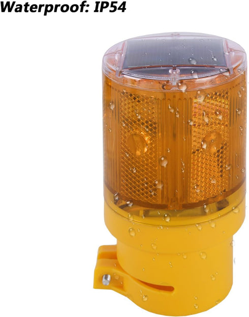 Qooltek Solar LED Warning Lamp - Flashing Barricade Light, Road Construction Safety Signs, Flicker Beacon (Yellow)...