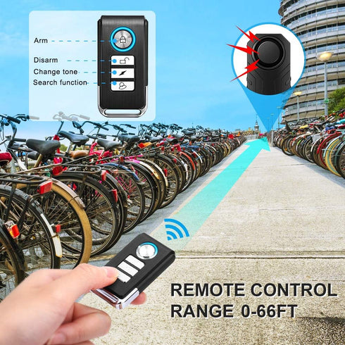 WSDCAM Anti-Theft Bike Alarm with Mount, 113dB Burglar Vibration Motorcycle Bicycle Alarm Security System Waterproof Cycle Bike Alarm with Remote...