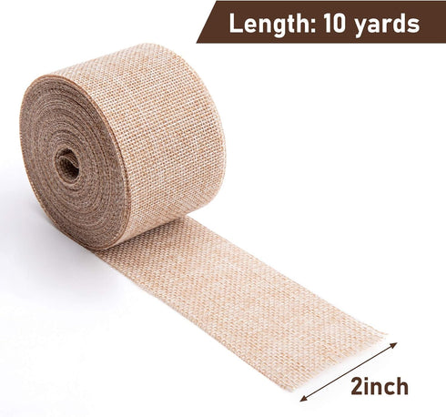 VGOODALL Burlap Ribbon?2 Inch Burlap Fabric Craft Ribbon 10 Yards and 1pc Jute Twine for Gifts Wrapping Christmas Wreath Tree Rustic Wedding Decor...