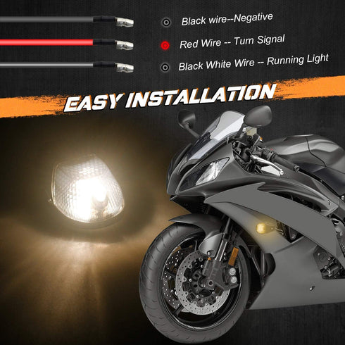 NTHREEAUTO Smoked Flush Mount Turn Signal Blinker Light Compatible with Honda CBR600RR CBR1000RR Suzuki GSXR 600 750 Kawasaki Ninja 300 400 Yamaha...