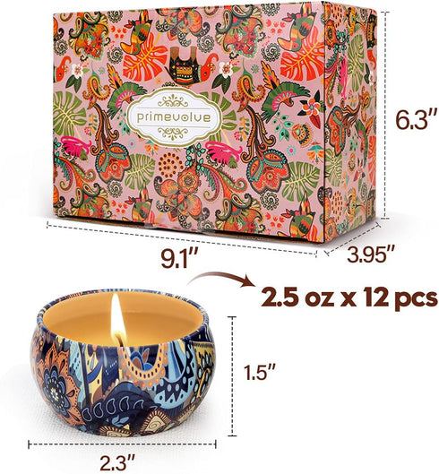 Scented Candles Gift Set for Women, 12 Pack 2.5 Oz Soy Wax Travel Tin Aromatherapy Candles for Home Scented, Perfect for Birthday, Christmas, Stre...