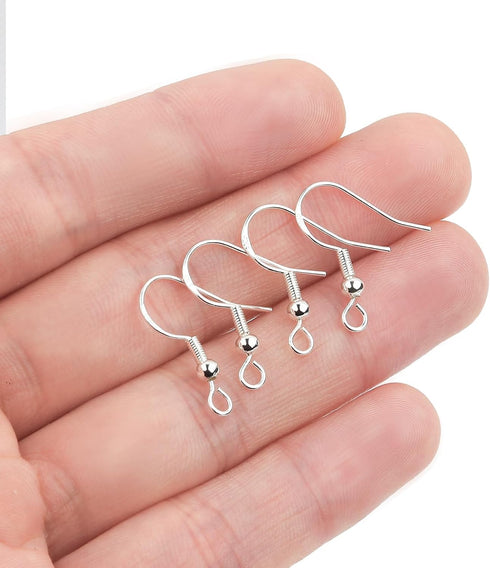 100 PCS/50 Pairs Earring Hooks for Jewelry Making - 925 Silver Hypoallergenic Earring Hooks, Earring Making Supplies Kit, Earring Findings, Ear Wi...