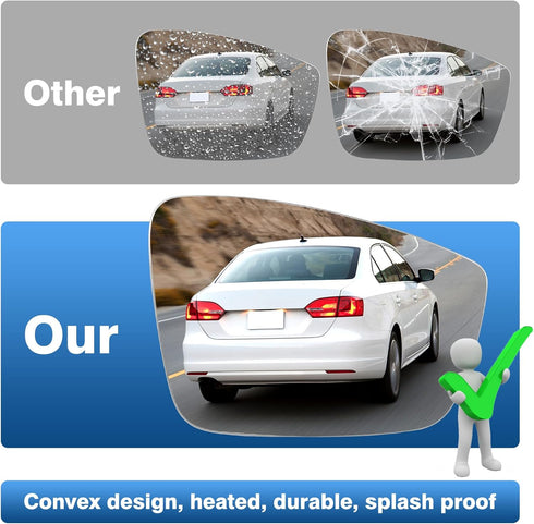 VW Passenger Right Side Mirror Glass for 2011-2018 Volkswagen Jetta Passat Beetle Convex Heated Mirror Glass Replacement with Backplate & Holder...