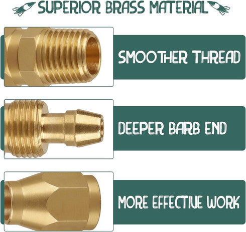 Brass Pneumatic Fitting For 1/4-Inch ID Hose x 1/4-Inch NPT Rigid, Solid Brass Reusable Air Hose Splicer 4PCS...