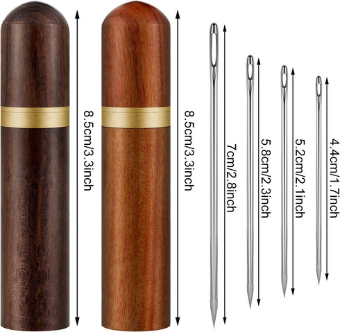 24 Pieces Self Threading Needles Easy Threading Needles and 4 Pieces Large-Eye Hand Sewing Needles with 2 Pieces Wooden Needle Case for Storing Ha...