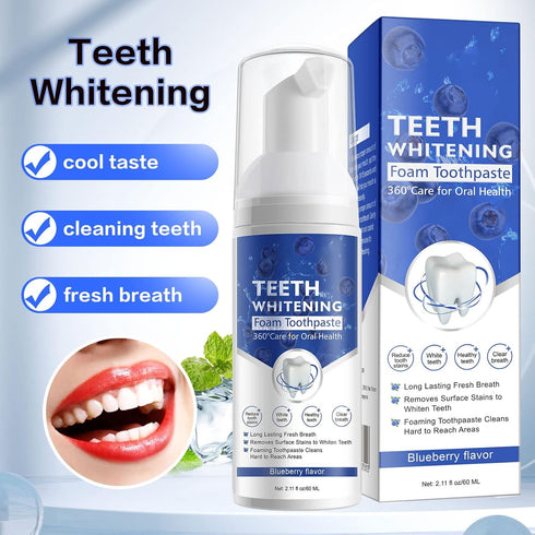 2 Packs Foam Toothpaste, Whitening Toothpaste, Baking Soda Toothpaste, Ultra-fine Mousse Foam Deeply Cleaning Gums, for Great Oral Care & Whitenin...
