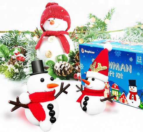 Hophine 12Pack Build a Snowman Kit, Molding Clay Snowman Kit, Christmas DIY Crafts for Kids, Perfect for Winter Holiday Parties, Christmas Stockin...
