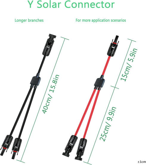 Y Solar Connector,Solar Y Branch Parallel Cable,Solar 1 to 2 Male Female Connector Adapter,10AWG 45A Waterproof IP68 40CM Cable, for Solar Panels,...