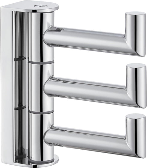 APLusee Swivel Towel Hook Polished Chrome, 304 Stainless Steel Triple Robe Hook with Multi Three Rotating Arms, Foldable Clothes Hanger, Wall Moun...