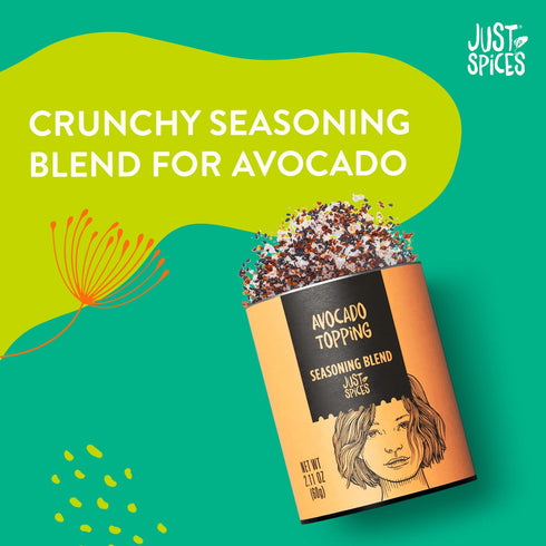 Just Spices Avocado Topping, 2.11 OZ I Spice mix for avocado I Also for refining bowls and salad I With black sesame, tomato and chilli, pyramid s...