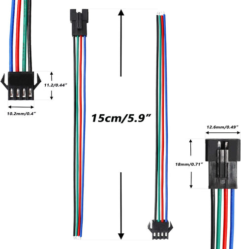 mxuteuk 20 Pairs 22 AWG JST SM Plug 4 Pin Male to Female LED Wire Connector Adapter Electrical Cable 150mm for Led Strip 5050 3528...