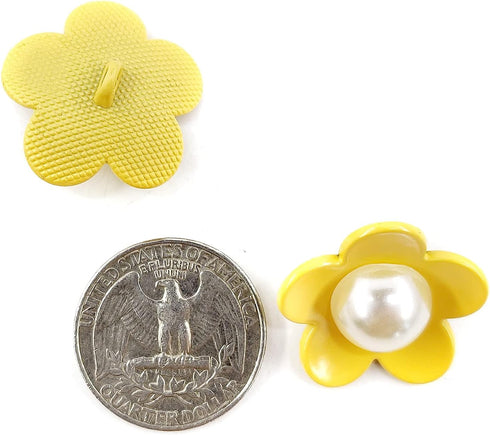 Cute Yellow Flower Shank Sewing Buttons 20 Pcs - 25mm, 1"...
