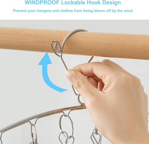 Clothes Hanger with 10 Clips Laundry Drying Rack 6 Pack, Clothes Drying Rack Stainless Steel Sock Hangers Windproof Clip and Drip Hanger for Dryin...