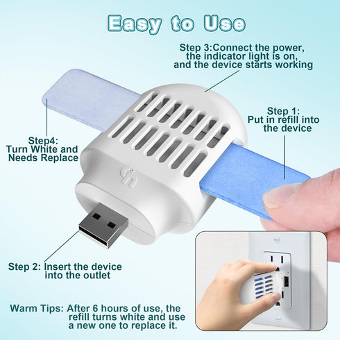 Mosquito Repeller,USB Powered Mosquito Repellent Indoor Outdoor,Included 10 Pcs Refill,DEET-Free,Highly Effective for Home,Bedroom,Office,Camping,...
