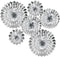 Hanging Paper Fans Party Set, Silver Round Pattern Paper Garlands Decoration for Birthday Baby Shower Graduation Retirement, Set of 6...