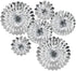 Hanging Paper Fans Party Set, Silver Round Pattern Paper Garlands Decoration for Birthday Baby Shower Graduation Retirement, Set of 6...