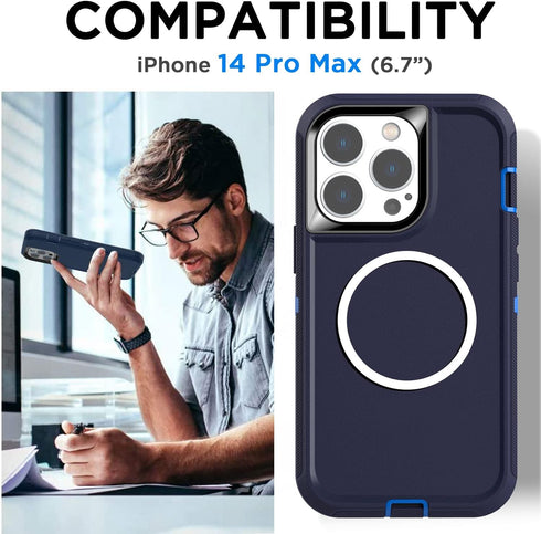 AICase for iPhone 14 Pro Max Case(6.7") with Glass Screen Protector+Magsafe Conversion Kit,Heavy Duty Drop Protection Full Body Rugged Shockproof ...