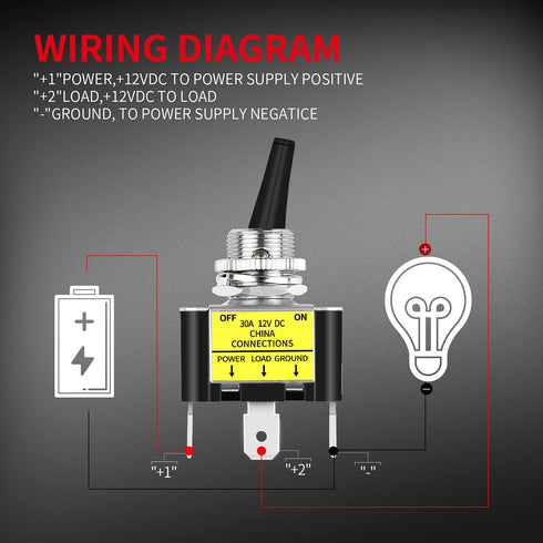 DaierTek 30 Amp Heavy Duty DC Toggle Switch, 12V 30A Lighted Toggle Switch with Red LED 12 Volt for Automotive Car Truck Vehicle UTV -2pcs...