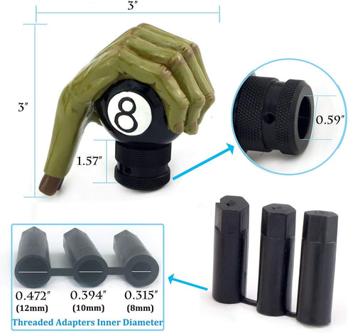 MT Gear Shifter Handle, Car Shift Stick Knob Green Devil Hand Griping Black Billiard Ball Style Fit Most Manual Automatic Transmissions...