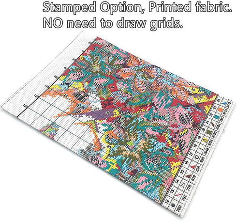 Cross Stitch Kits, Awesocrafts Christmas Red Flower Easy Patterns Cross Stitching Embroidery Kit Supplies Christmas, Stamped or Counted (Christmas...