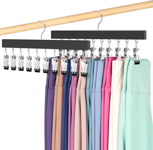 Legging Organizer for Closet, Pants Hangers with Clips Holds 20 Leggings, Jeans, Hats, Shorts, Socks, 360° Rotating Space Saving Hanging clothes o...