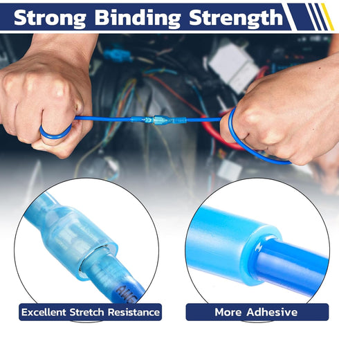 haisstronica 100pcs Blue Heat Shrink Female Spade Connectors,16-14 Gauge Insulated Electrical Crimp Wire Terminals...