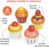 Toys - Teatime Cupcake Set - 4pc Wooden Assorted Decorated Cupcake Playset - Afternook Playset Toy for Children Pretend Kitchen Play - Social and ...