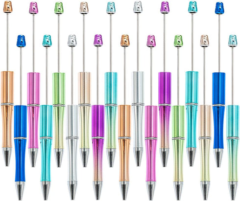 PASISIBICK Plastic UV Beadable Pens, Bead Pens for DIY PPL Gift with Shaft Black Ink, 18 Pieces...