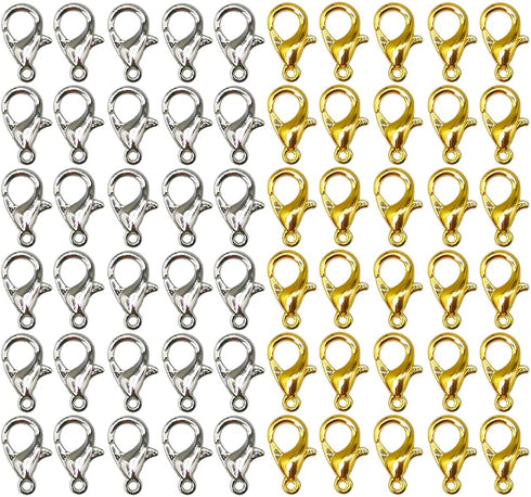 100 pcs Lobster Clasps Metal Alloy Small Lobster Claw Clasps for DIY Jewelry Making Accessories Handmade Necklace Bracelet Fastener Hook (12mmx6mm...
