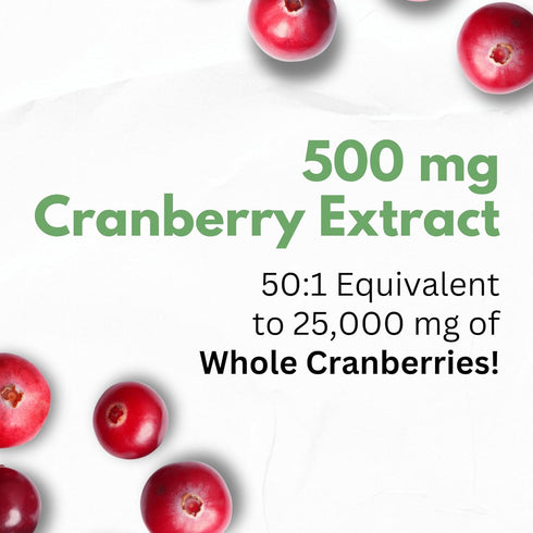 Cranberry Extract Pills - Super Strength 50:1 Whole Fruit Concentrate Equals to 25,000mg of Fresh Cranberries Plus Dandelion & Uva Ursi - Natural ...