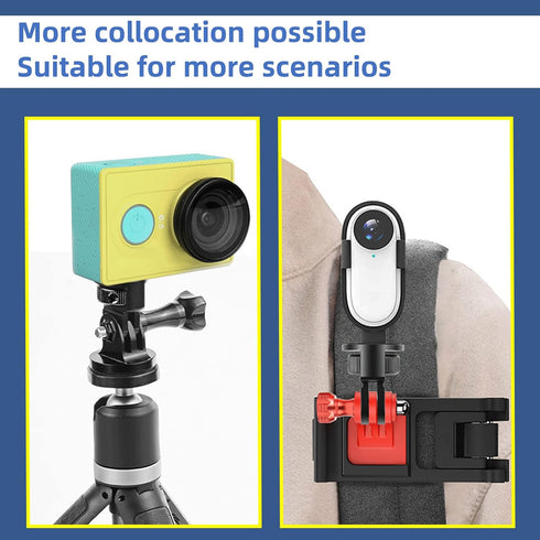 2PC Camera Tripod Mount for Gopro Adapter, 360° Adjustment 1/4-20 Screw Conversion Adapter for GoPro Hero10, Insta360 ONE X3, X2, Go 2 3, Xiaomi Y...