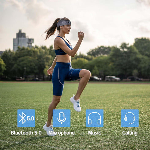 Bluetooth Music Sleep Headphones, Bluetooth Sports Headphones, Talking Hairband with HD Stereo Speakers for Exercise, Jogging, Yoga, Insomnia, Tra...