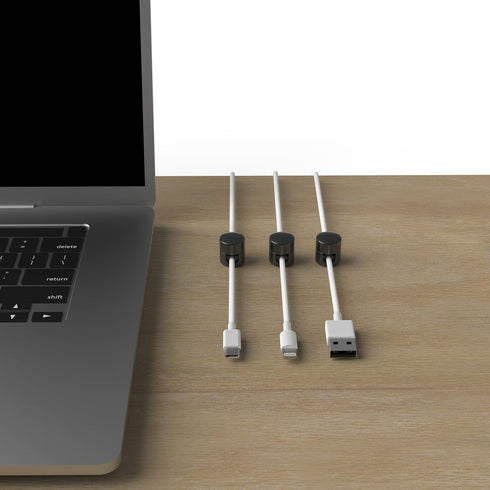 Cable Anchors for Desk Organization Gun Metal | Premium Aluminum Cord Organizers | Charger + Cable Management Clips for Home & Office | Stylish, S...