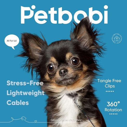 Petbobi 15 ft Dog Tie Out Cable - Reflective Dog Tether for Yard, Camping, Park - Outdoor Leash with Metal Swivel Hooks - Training Tether for Smal...